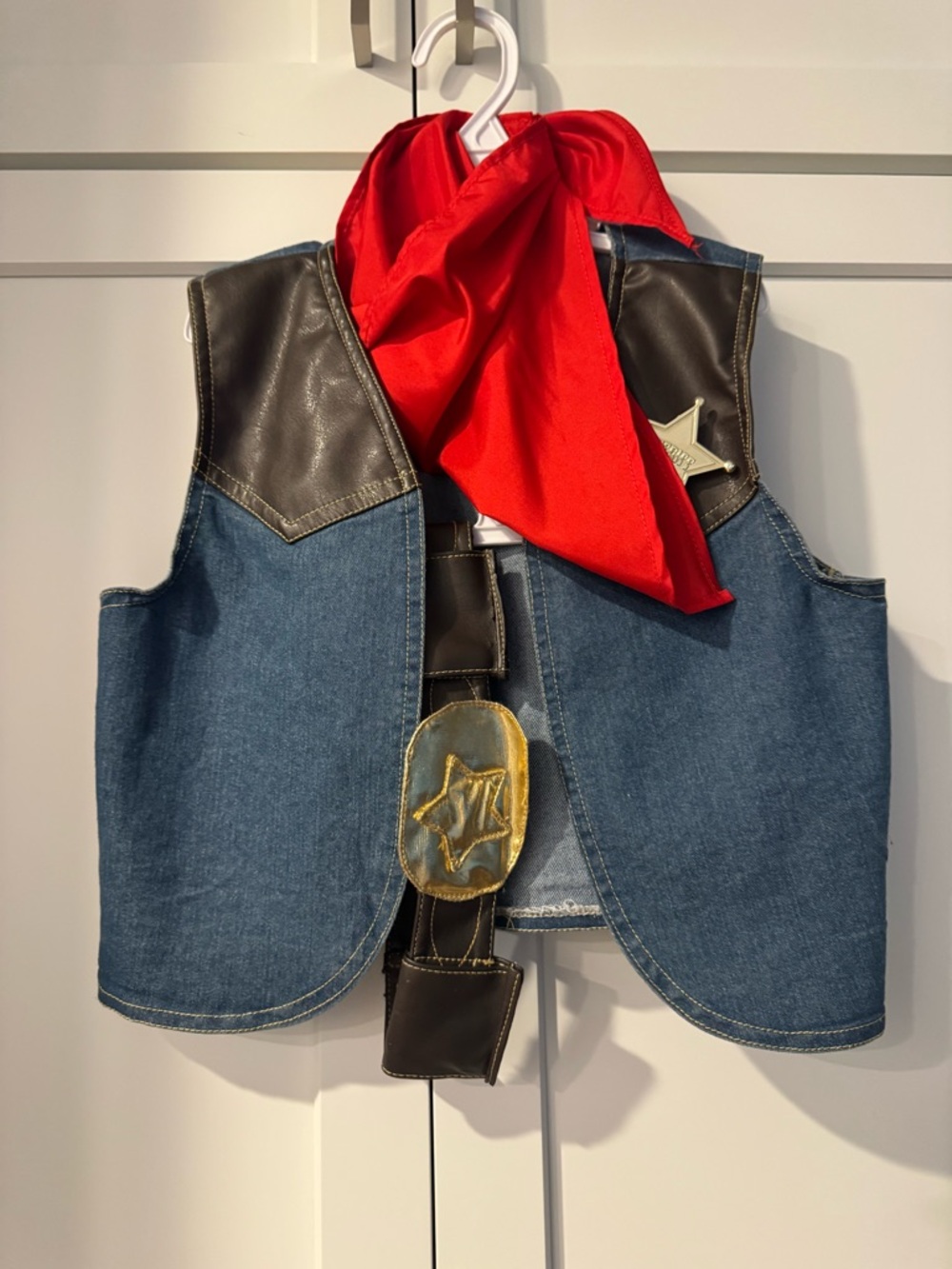 Kids Cowboy Vest with Red Bandana, Star Badge and Belt